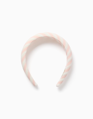 Bandolete acolchoada às riscas para menina, rosa-claro/branco