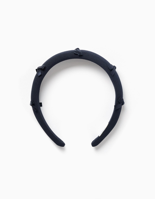 Bandolete acolchoada com laços aplicados para menina, azul escuro