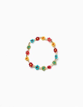 Pulseira com contas florais para menina, multicolor