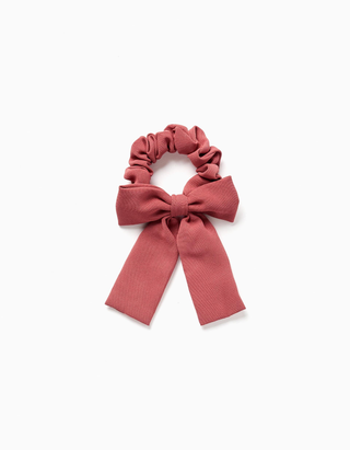 Scrunchie com laço de algodão para bebé e menina, vermelho-tijolo