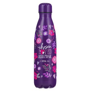 Purple Stainless Steel Water Bottle, 1 Peter 2:9