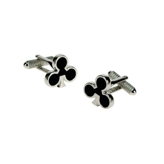 Onyx Art Ace Clubs Black Cufflinks