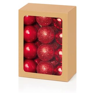 Red Shatterproof Baubles Tree Decoration, 12-Pack