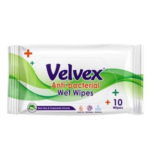 Velvex Anti-Bacterial Aloe Vera Wet Wipes, 10 Wipes