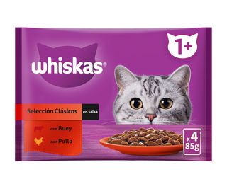 Comida Húmida para Gato Adulto Carne Whiskas (emb. 4 x 85 gr)