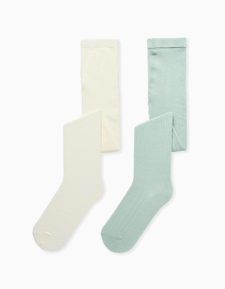 2 pares de collants canelados/jacquard para menina