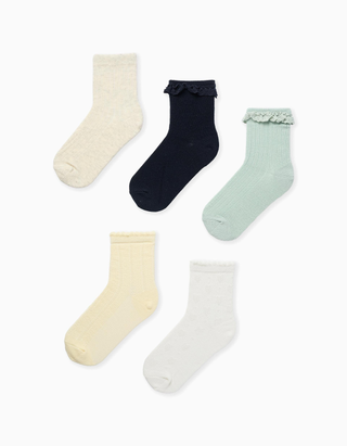 Pack de 5 pares de meias variadas para menina, multicolor