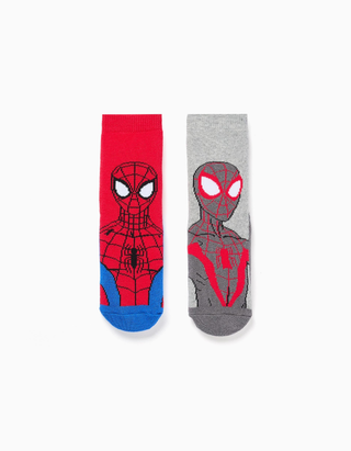 2 meias antiderrapantes Homem-Aranha para menino, vermelho/cinza