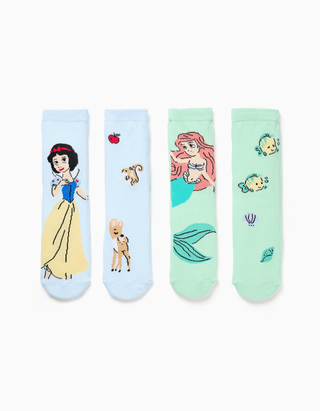 2 meias antiderrapantes Princesas Disney para menina, azul/verde