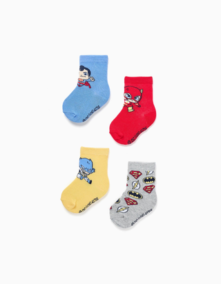 4 pares de meias Super Friends para recém-nascido e bebé, multicolor