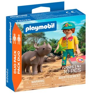 Playmobil Duo Pack Cuidador con Rinoceronte -72025