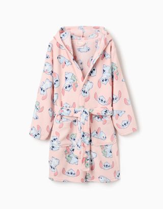 Roupão de peluche com motivo Stitch para menina, rosa