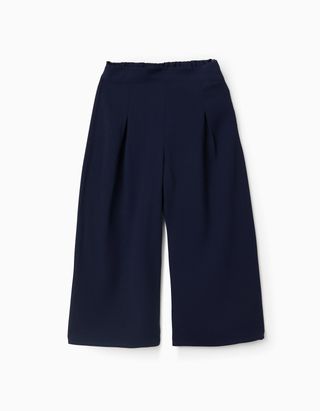 Calças wide leg com pregas frontais para menina