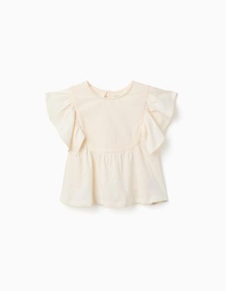 Camisola T-shirt Manga Curta, Bege