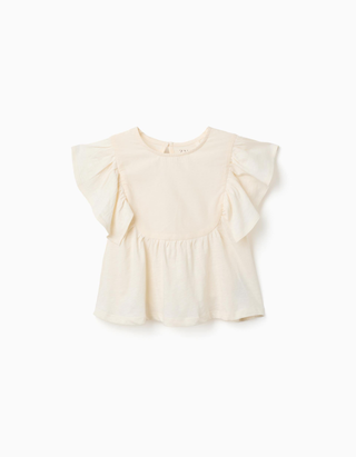 Camisola T-shirt Manga Curta, Bege