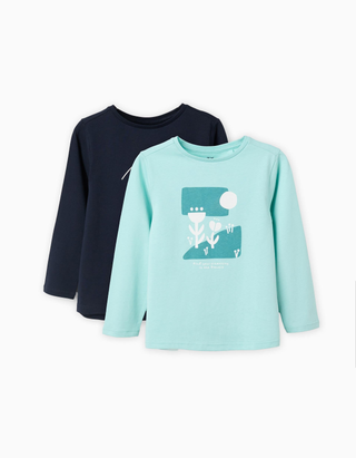 Pack de 2 T-shirts com estampados para menina