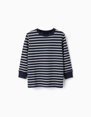 T-shirt de algodão às riscas para menino