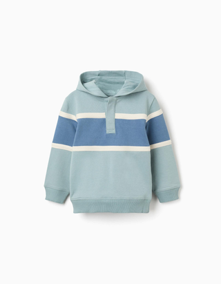 Sweat de algodão com capuz e bloco de cores para menino