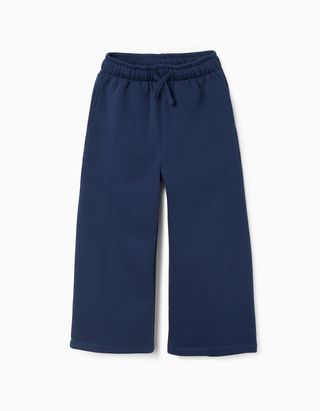 Calças de treino cardadas wide leg com cordão para menina