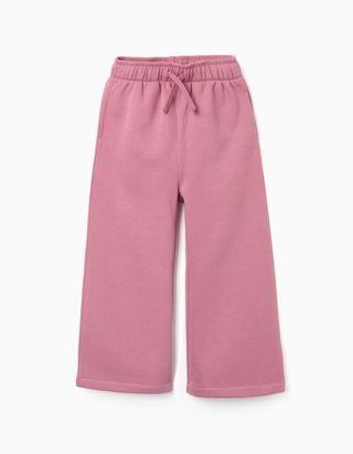 Calças de treino cardadas wide leg com cordão para menina
