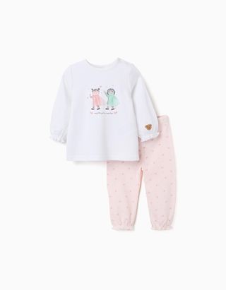 Pijama comprido com estampado para recém-nascida e bebé