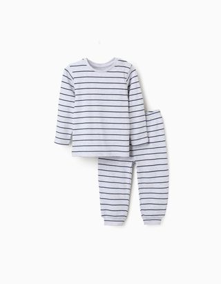 Pijama comprido de algodão às riscas para recém-nascido e bebé
