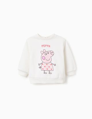Sweat cardada com estampado Peppa Pig para bebé menina, branco