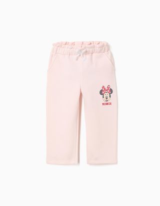 Joggers cardados com estampado da Minnie para bebé menina, rosa-claro
