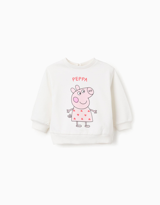 Sweat cardada com estampado Peppa Pig para bebé menina, branco