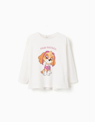 T-shirt de algodão com estampado Skye para bebé menina, branco