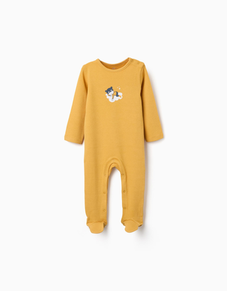 Babygrow de algodão com estampado para recém-nascido e bebé, amarelo