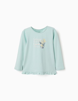 T-shirt de algodão com estampado floral em relevo para menina