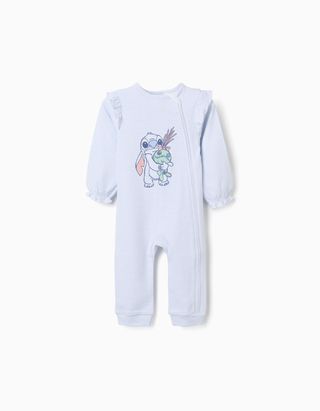 Babygrow sem pés Stitch para recém-nascida e bebé, branco/azul