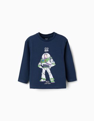T-shirt de manga comprida com o Buzz Lightyear para bebé menino, azul