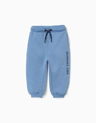 Calças joggers cardadas com estampado Art Thinker para bebé menino, azul