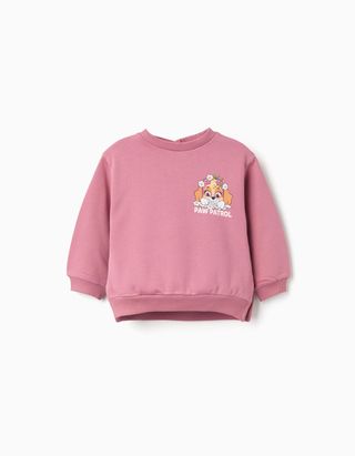 Sweat cardada com estampado Skye para bebé menina, rosa-escuro