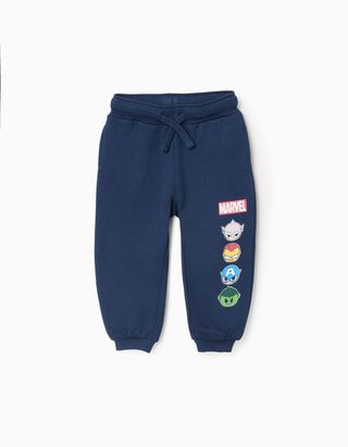 Joggers cardados com estampado Super Friends para bebé menino, azul