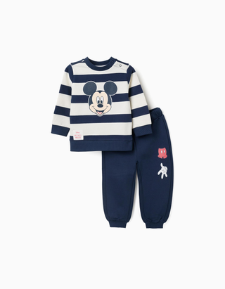 Sweat + joggers cardados Mickey para bebé e menino, azul/branco