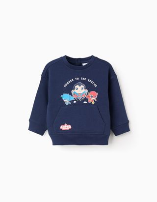 Sweat cardada com estampado Super Friends para bebé menino, azul-escuro