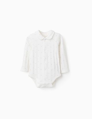 Body de algodão com motivo de corações para recém-nascida, branco