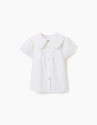 T-shirt 95% algodão para meninas, vermelha, manga curta com botões