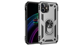 iPhone 12 Sofia Ring Case სილიკონის ქეისი ბეჭდით - ვერცხლისფერი