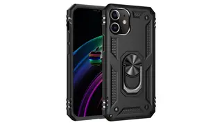 iPhone 12 Sofia Ring Case სილიკონის ქეისი ბეჭდით - შავი