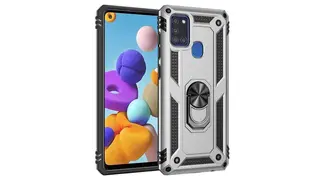 Samsung Galaxy A21S Sofia Ring Case სილიკონის ქეისი ბეჭდით - ვერცხლისფერი