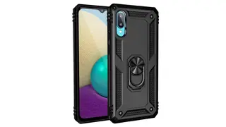 Samsung Galaxy M02 Sofia Ring Case სილიკონის ქეისი ბეჭდით - შავი