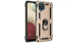 Samsung Galaxy M22 Sofia Ring Case სილიკონის ქეისი ბეჭდით - ოქრო