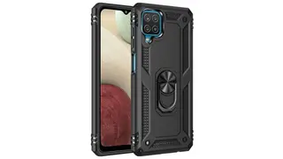 Samsung Galaxy M22 Sofia Ring Case სილიკონის ქეისი ბეჭდით - შავი