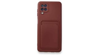 Samsung Galaxy M22 Kelvin Card Case ბარათის ჩასადებით სილიკონის ქეისი - შინდისფერი