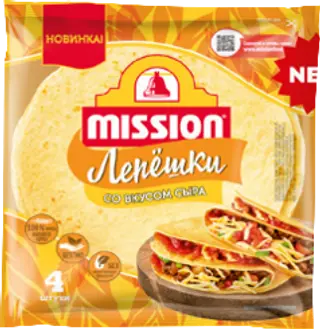 Лепешки Tortillias пшеничные со вкусом Сыра 6шт. 250 гр. Mission