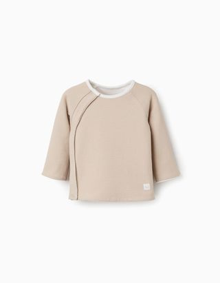 Casaco de algodão reversível para recém-nascidos, branco/bege, Tamanho 6/9M